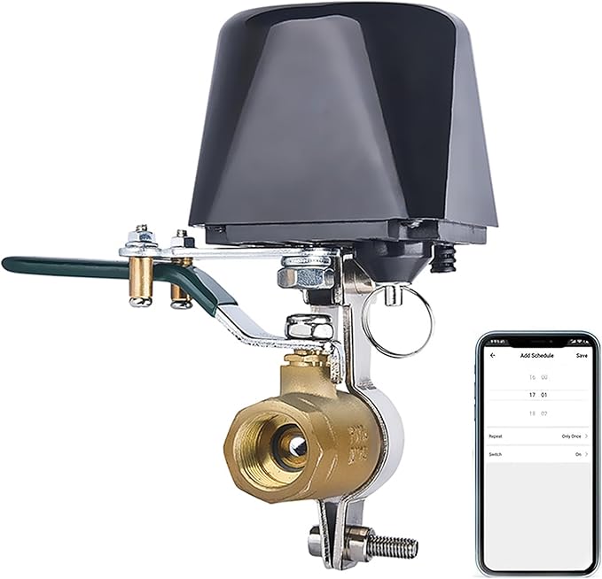 Smart Water Valve: WiFi Gas Shut Off Valve Controller, Water Valve Shutoff Timer, App Remote Control, Compatible with Amazon Alexa Google Home, for Kitchen Garden Farm