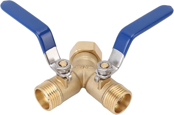 Dioche Y Valve Hose Heavy Duty Brass Garden Hose DiverterY Valve Splitter 3/4in Ergonomic Handle for Easy Water Control Ideal for Home and Garden Use
