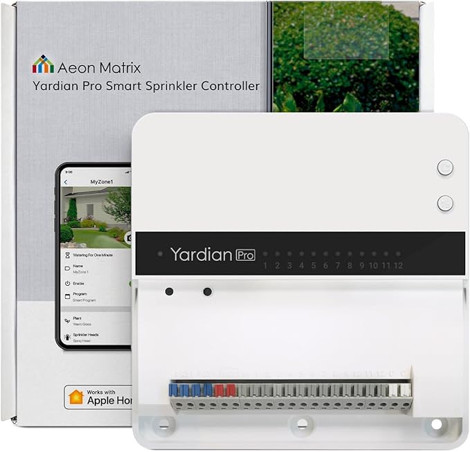 Yardian Pro Smart Sprinkler Controller (8-Zone) – Easy DIY Install, Apple HomeKit, Ethernet & Wi-Fi, Manual Buttons, Weather-Based Scheduling