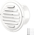 4 in White 304 Stainless Steel Air Vents Cover, piiyoosnn Louvered Grille Cover Vent Flat Ducting Air Vent Wall Inlet with Built-in a Fly Screen Mesh for HVAC Ventilation (4 inch (100mm) White Paint)