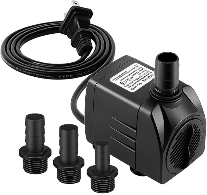 SongLong Submersible Pump 400GPH (1500L 25W) Ultra Quiet with Over Heating Protection 6.5ft High Lift for Fountains, Hydroponics, Ponds, Aquariums & More…