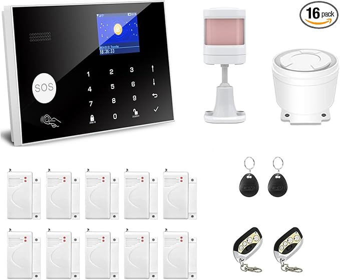 WiFi and 3/4G GSM Home Burglar Security Alarm System Auto Dial with Smart Life and Tuya App Alert, Works with Google Assistant and Alexa