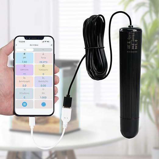 Smart Water Quality Monitor, 7-in-1 pH | Temperature | TDS | EC | Salinity | S.G & ORP WiFi Water Quality Tester Probe, EC pH Monitor for Hydroponics, Aquarium, 24/7 Real-Time Monitoring