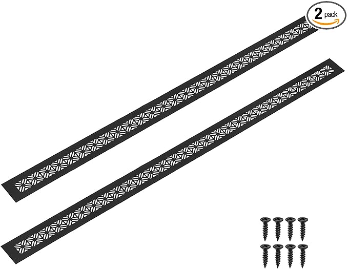 uxcell 2Pcs Aluminum Alloy Air Vents, 800 x 50mm / 31.5 x 2" Rectangle Louvered Ventilation Grille Cover with Mounting Screws for Door Cabinet Wardrobe, Matt Black