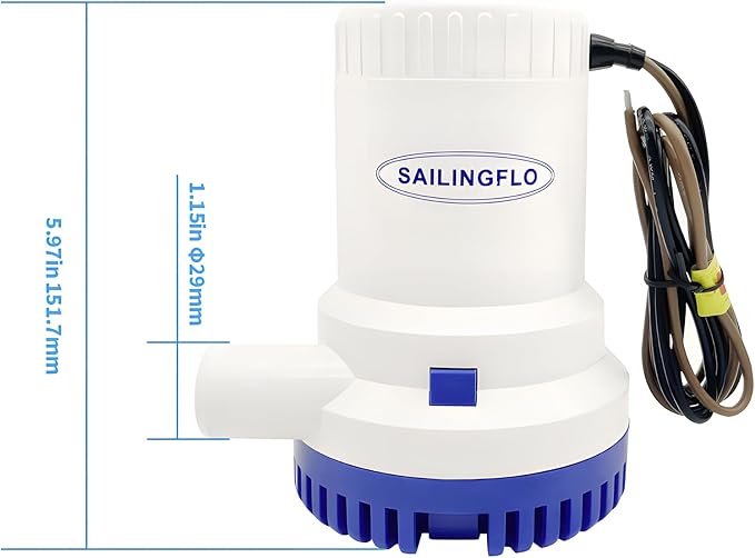 12V Bilge Pump-1500 GPH,1-1/8“(29mm) Outlet,Non-Automatic Submersible Marine Water Pump for Boat, Rvs,Pond