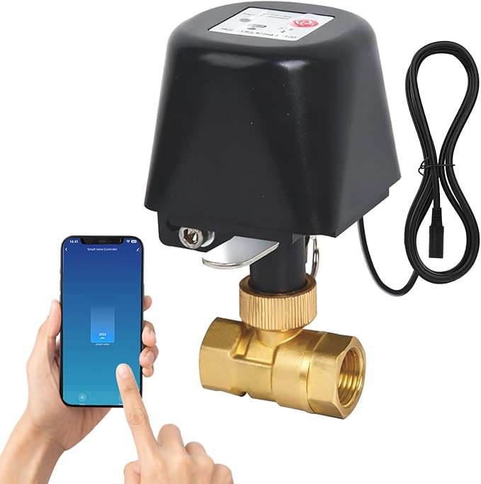 Owfeel WiFi Smart Water Valve, APP Remote Control, DN25 Ball Brass Water Valve, Compatible With Alexa, Google and Application Program iOS/Android, Only Supports 2.4 GHz WiFi (1")