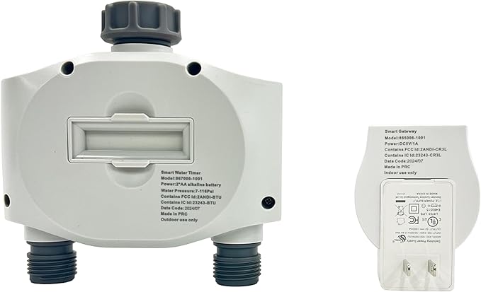 Gilmour Dual Outlet Smart Water Timer, WiFi Automatic Watering System, Rain Delay, Battery Operated, 2 Zone