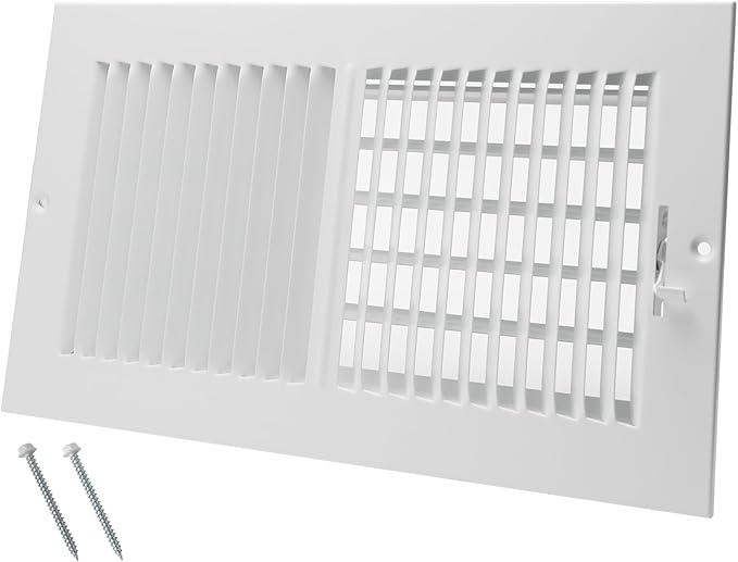 12 x 6 Inch [Duct Opening] Air Vent Covers for Wall or Ceiling - High Airflow 2 Way Steel Ventilation - Adjustable Wall/Ceiling Register, 13-3/4 Inch x 7-3/4 Inch [Overall Dimensions]