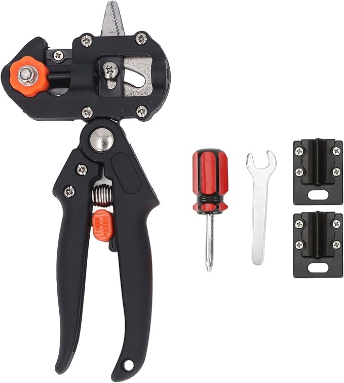 Premium Garden Grafting Shears Professional Grade Pruning Tool with 3 Interchangeable Blades for Fruit Tree Grafting and Plant Propagation (10113 Card Packing)