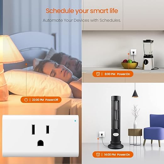 TENDA SP9 (2 Pack) Smart Plug WiFi Outlet Switch with Energy Monitoring, Works with Alexa & Google Assistant for Voice & Remote Control, Timer & Schedule Function, 13A Safe Design, No Hub Required
