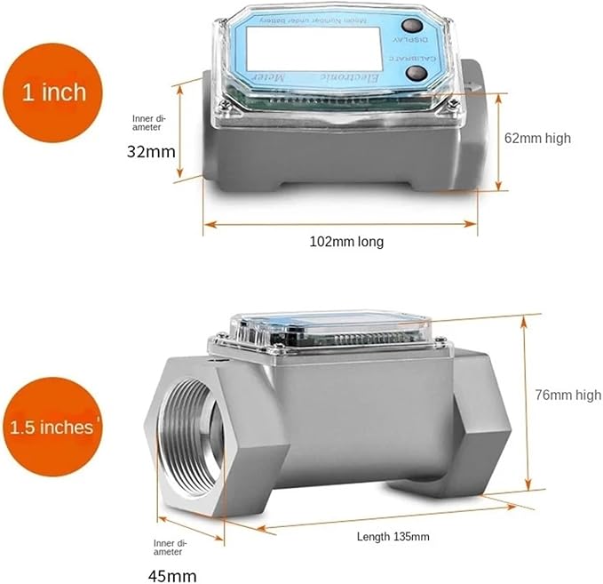 Digital Flow Meter Water Sensor Electronic Indicator(1 inch)