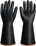 14" XL Size Latex Chemical Resistant Gloves, Reusable Heavy Duty Long Rubber Gloves Dishwashing Glove, Industrial Safety Gloves for Men, Forearm Protection Waterproof Resist Strong Acid, Alkali, Oil