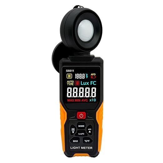 Digital Illuminance Meter Light Meter 200,000Lux Meter/18,500FC,Luxmeter for Photography Grow Plants Led Photometer Lighting Intensity Brightness Measurement