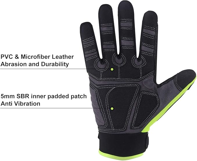 HANDLANDY HLDD Heavy Duty Work Gloves, TPR Protector Impact Gloves, Men Anti Vibration Mechanic Work Glove TouchScreen