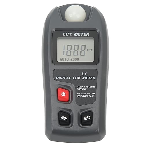 Digital Illuminance Light Meter Lux Meter with LCD Display, 0～200,000 Lux Measure Range, Lux FC Unit Selection for Homes, Warehouses, Farms, Stage, Stadiums