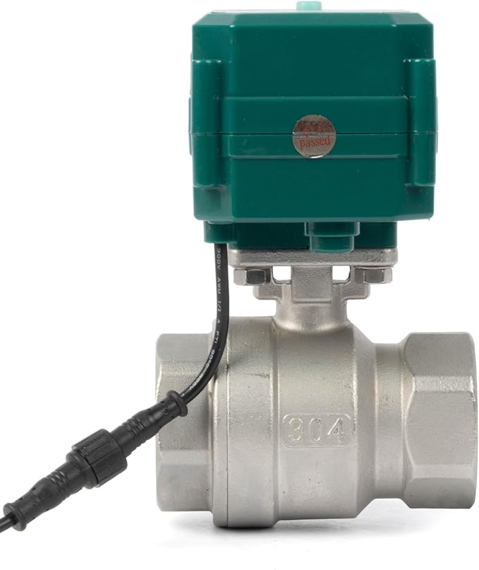 U.S. Solid 1-1/4" Smart Motorized Ball Valve - Remote App Mobile Control NSF Certified 304SS Electrical Ball Valve with Manual Switch, 5V DC USB Connection