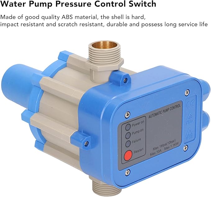 Water Pump Pressure Control Switch Automatic Electronic Adjustable sealed Controller with One Way Valve for Well Pumps Submersible Pumps 0.3H to 3H ABS Material Blue Gray G1in