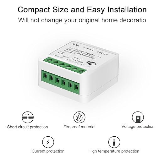 WiFi Smart Light Switch Compatible With Alexa/Google Home, APP Remote/Voice Control, DIY Mode, Timer Function, LAN Control, No Hub Required, 2 Way 16A (2 Pack)