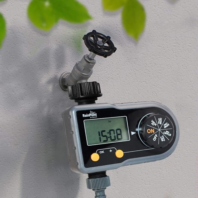 RAINPOINT Sprinkler Timer, Hose Timer with 3 Individual Programs, Water Timer for Garden Hose Faucet, Programmable Automatic/Manual Irrigation System, for Specific Days or Daily Outdoor Lawn Watering