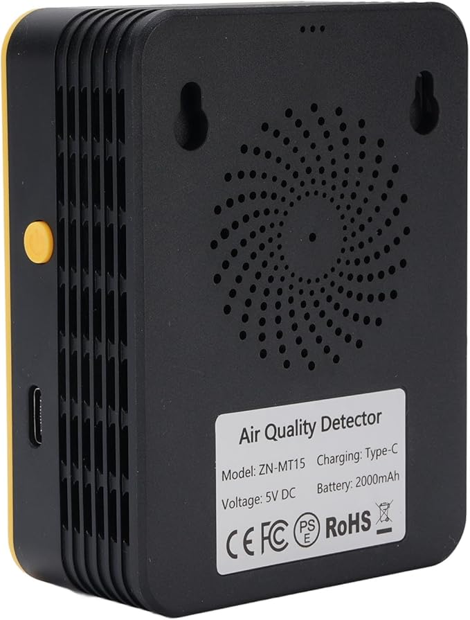 Yctze 15 in 1 Air Quality Detector, WiFi APP Control CO2 HCHO TVOC PM2.5 PM10 Temperature Humidity Monitor with Smart Timer & Real Time Data, Ideal for Indoor Air Quality Testing (Black Yellow)