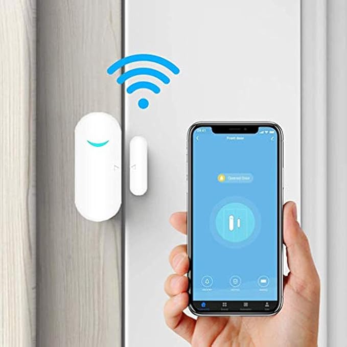 WiFi Door and Window Sensors,Tuya Smart Alarm with Free Notification APP Control Home Security Alarm System, No Hub Required,Compatible with Alexa, Google Home (3-Pack)