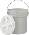5-Gallon Grey Bucket Pail with Gamma Seal Screw on Airtight Lid, Metal Handles with Plastic Grip for Easy Carrying, Easy Stack and Store, Heavy-Duty 90MIL Extra Durable, Food Grade, BPA Free - 1 Pack