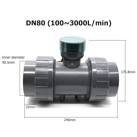 RS485 Digital Display Flow Meter High Precision Smart Electronic Flowmeter UPVC Water Flow Sensor for Farm Garden Irrigation(DN80)