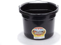 Little Giant® Flat Back Plastic Animal Feed Bucket | Animal Water and Feed Bucket with Metal Handle | 8 Quarts | Black