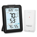Geevon Indoor Outdoor Thermometer for Seniors – Digital Temperature & Humidity Monitor with Alarm Clock, 3.8" Large Display, Backlight, 3 Channels, Battery Operated for Home, Bedroom, Greenhouse