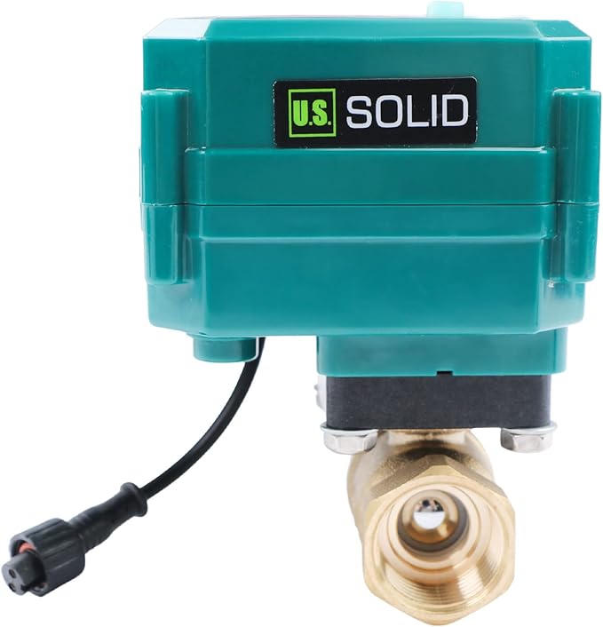 U.S. Solid 3/4" Smart Motorized Ball Valve - Remote App Mobile Control Brass Electrical Ball Valve with Manual Switch, 5V DC USB Connection