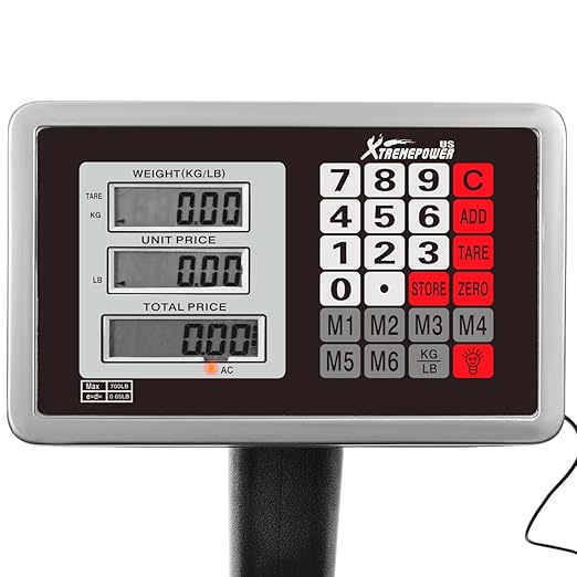 XtremepowerUS 700LB Weight Computing Postal Scale Digital Floor Large Platform Warehouse Shipping LB Price Calculator Luggage Package Shipping Mailing Postal Scale with Accurate LB/KG Foldable