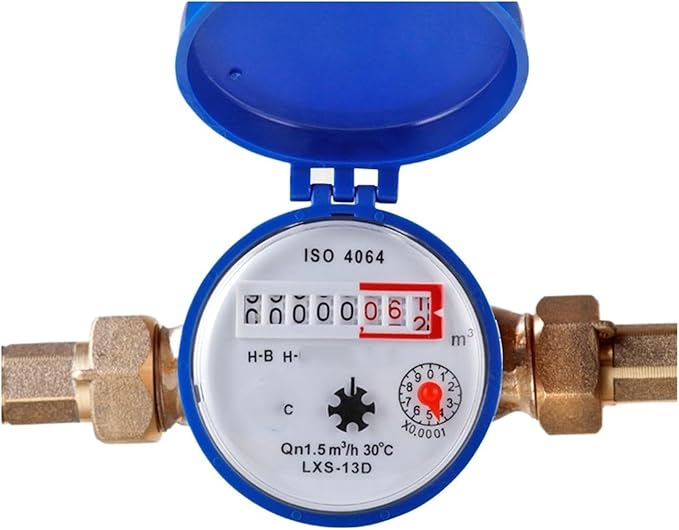 Male Thread Water Flow Sensor Smart Water Meter Digital Display Pointer Flow Measuring Instruments Home Measuring Tools with Copper Fittings