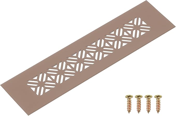 uxcell Aluminum Alloy Air Vents, 200 x 50mm / 7.9 x 2" Rectangle Louvered Ventilation Grille Cover with Mounting Screws for Door Cabinet Wardrobe, Brown