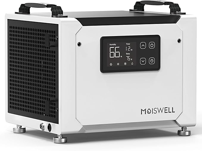 70 Pints Commercial Dehumidifier with Drain Hose, Compact Crawl Space Dehumidifiers for Basement and Home, Energy Star Certified, Automatic Defrost | MOISWELL Defender ME-7