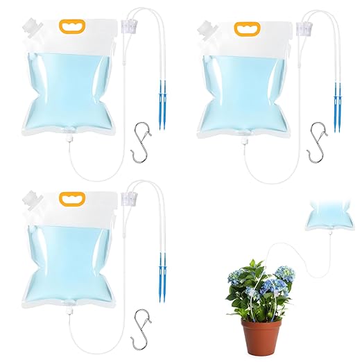 3 Pcs 5L Plant Water Bag Plant Watering System Device, Automatic Plant Waterer Self Watering IV Drip Bag Irrigation Drip Watering Bag with Adjustable Flow for Indoor Outdoor Potted Plant