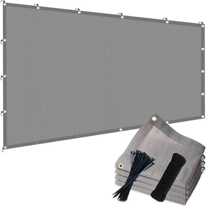 POYEE 90% 10x20ft Sun Shade Cloth for Outdoor Deck Backyard Patio Garden Pergola Cover Canopy Gray