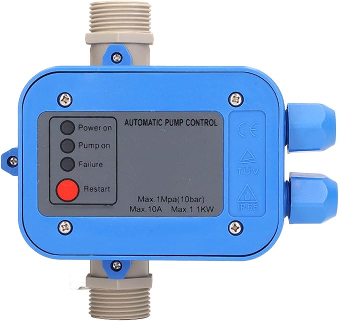 Water Pump Pressure Control Switch Automatic Electronic Adjustable sealed Controller with One Way Valve for Well Pumps Submersible Pumps 0.3H to 3H ABS Material Blue Gray G1in