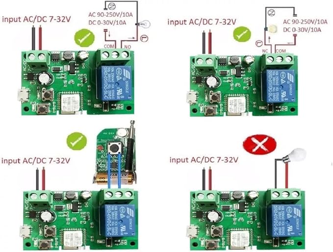 WiFi Wireless Smart Switch Relay Module for Smart Home 5V 5V/12V，Ba applied to access control, turn on PC, garage door (12V)