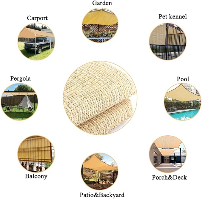 Shade Cloth 90% 12x12 Ft Sun Shade Mesh Netting Cover for Pergola, Garden, Outdoor, Patio, Deck, Backyard