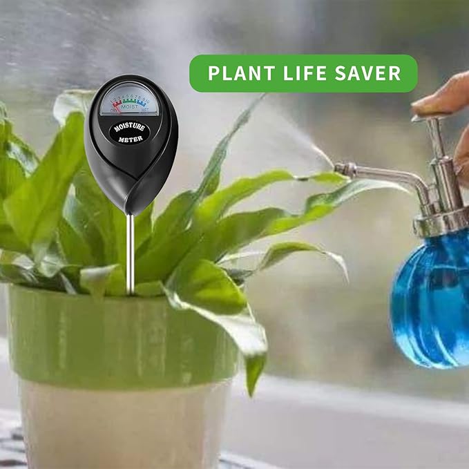 Censinda Soil Moisture Meter, Soil Moisture Monitor for House Plants, Soil Hygrometer Moisture Sensor for Indoor & Outdoor, Garden, Farm, Lawn Plant Care, No Battery Needed(Black)