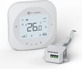Smart WiFi Thermostat for Home, Programmable Thermostat with C-Wire Adapter, 3H/2C for Heat Pump & Conventional Systems, Tuya App Control, Compatible with Alexa & Google Assistant, White