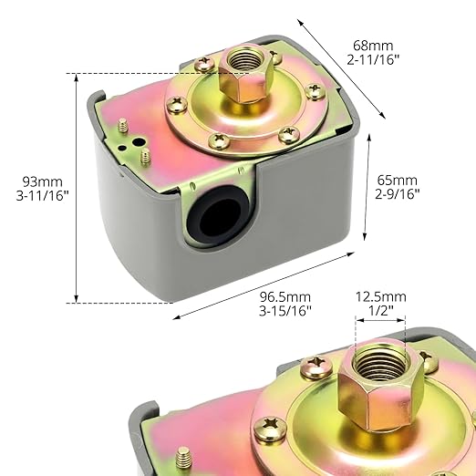 QWORK 30/50 Pressure Switch for Well Pump - 2 Pack Adjustable Cut-in/Out Pressure (30-50 PSI) - 1/4"-18 NPT Female Thread