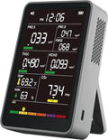 Professional Indoor Air Quality Monitor with AQI Alerts, Portable Real-Time Detector for Home, Car, Plants & Pet (Concrete Gray)