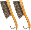 AMERWASH PLUS Counter Brush for Furniture, Drafting, Patio, Bed, Fireplace, Woodworking Cleaning, Horsehair Bristles Duster Wooden Handle Shop Brush, Hand Broom Brush - 2 Pack