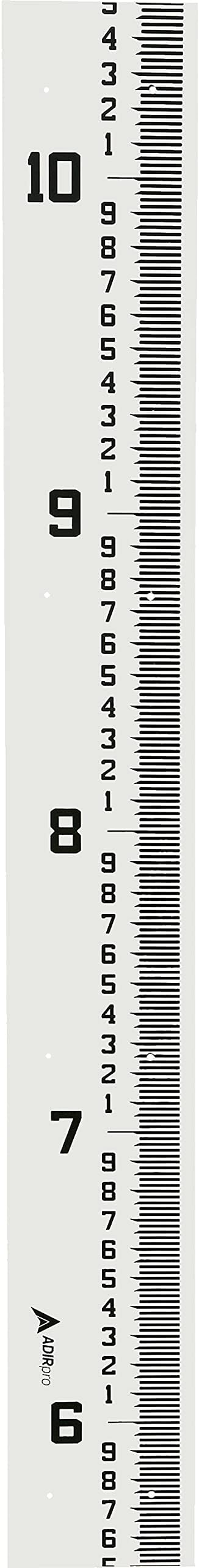 AdirPro 7" Wide Stream Gauge - Heavy Duty Staff - All Weather Measuring - Water Depth - Flow Meters 5.5' - 10.5' (100ths/10ths/feet)