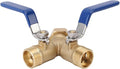 Srliya Brass Garden Hose Diverter, Large Ergonomic Handle Dual Valve System 3/4in Heavy Duty Y Valve Hose Splitter, with Seamless Integration for Household Garden Backyard