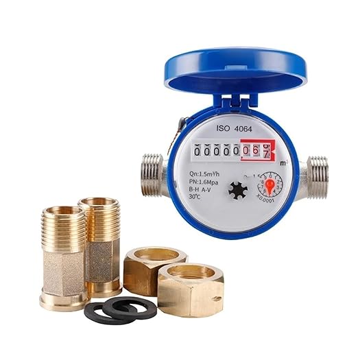 Male Thread Water Flow Sensor Smart Water Meter Mechanical Rotary Wing E-Type Digital Display Pointer Counter Cold Water Meter Measuring Tools