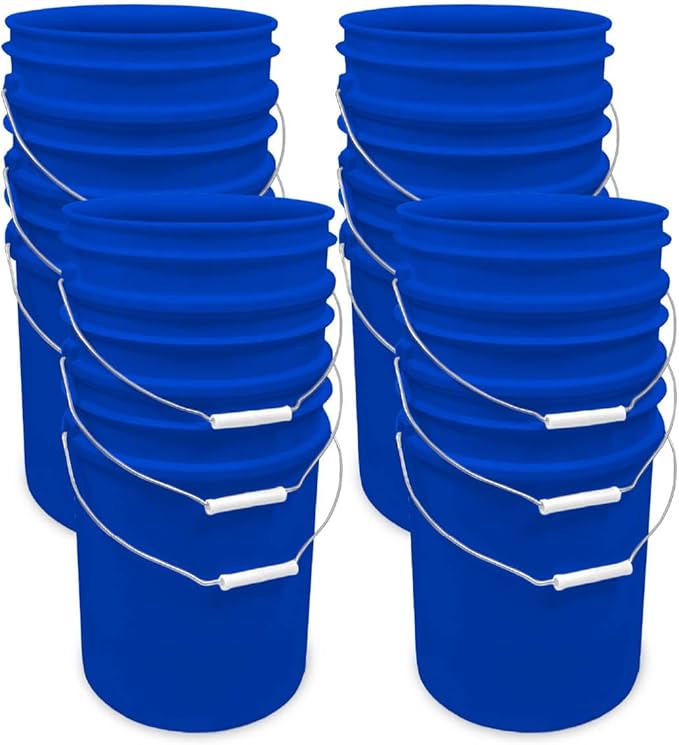 ePackageSupply 5 Gallon Bucket - Food Grade Bucket, Metal Handle Grip, BPA-Free, Heavy-Duty 90 Mil HDPE Plastic Pail, Stackable Utility Container, Made in USA, Lid Not Included, Blue, 12 Packs