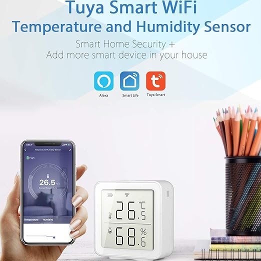 JTLB Thermometer Outdoor Thermometer, 10x9x5 Smart Humidity Sensor Hygrometer Outdoor Indoor Thermometer Digital LCD Display Temperature Humidity Monitor