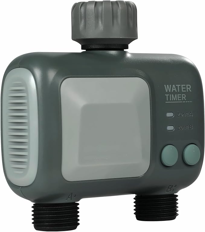 WiFi Sprinkler Timer, Smart Hose Faucet Timer 2 Outlets, APP & Voice Control, Bluetooth, Brass Inlet, IPX6 Waterproof, for Yard Irrigation